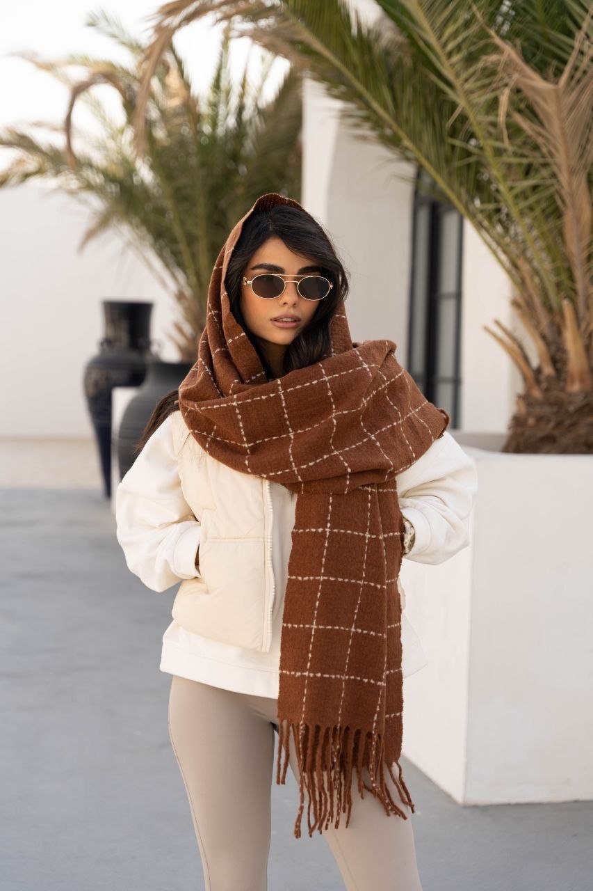 شال موهر پاییزه زمستانه چهارخانه